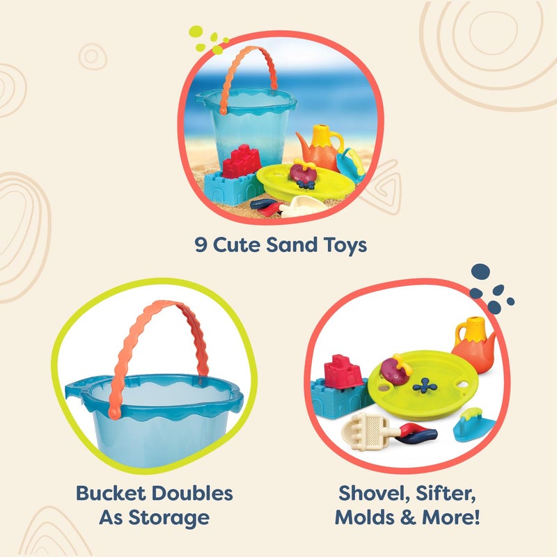 B. toys â€“ Shore Thing Large Bucket Set â€“ Water Play Beach Playset â€“ Bucket Set (Navy) with 11 Funky Sand Toys for Kids â€“ 18 Months+ - Image 2